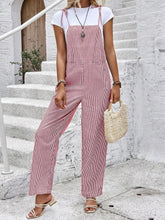 EMERY ROSE Women's Stripe Printed Pocket Spaghetti Strap Jumpsuit, Summer